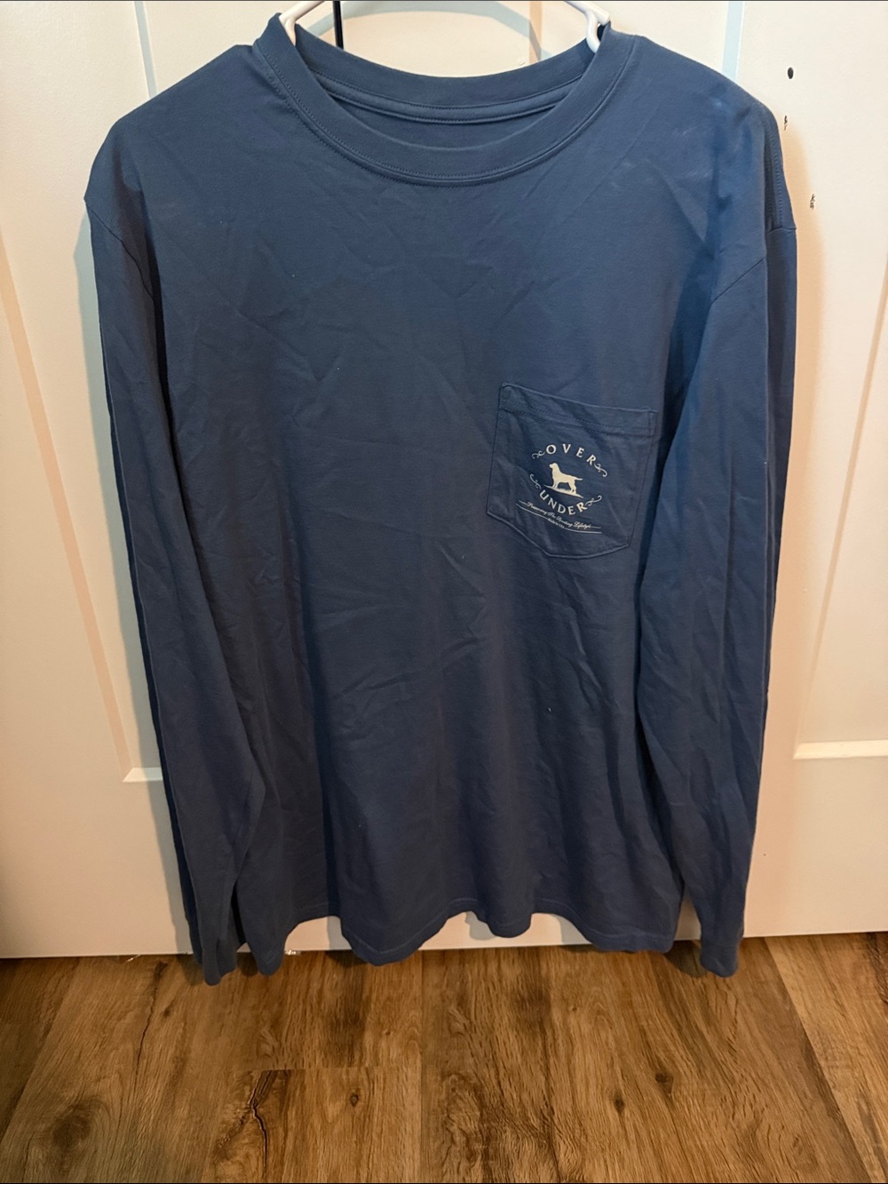 Long Sleeve Pocket Tee with Small Logo - Navy Blue